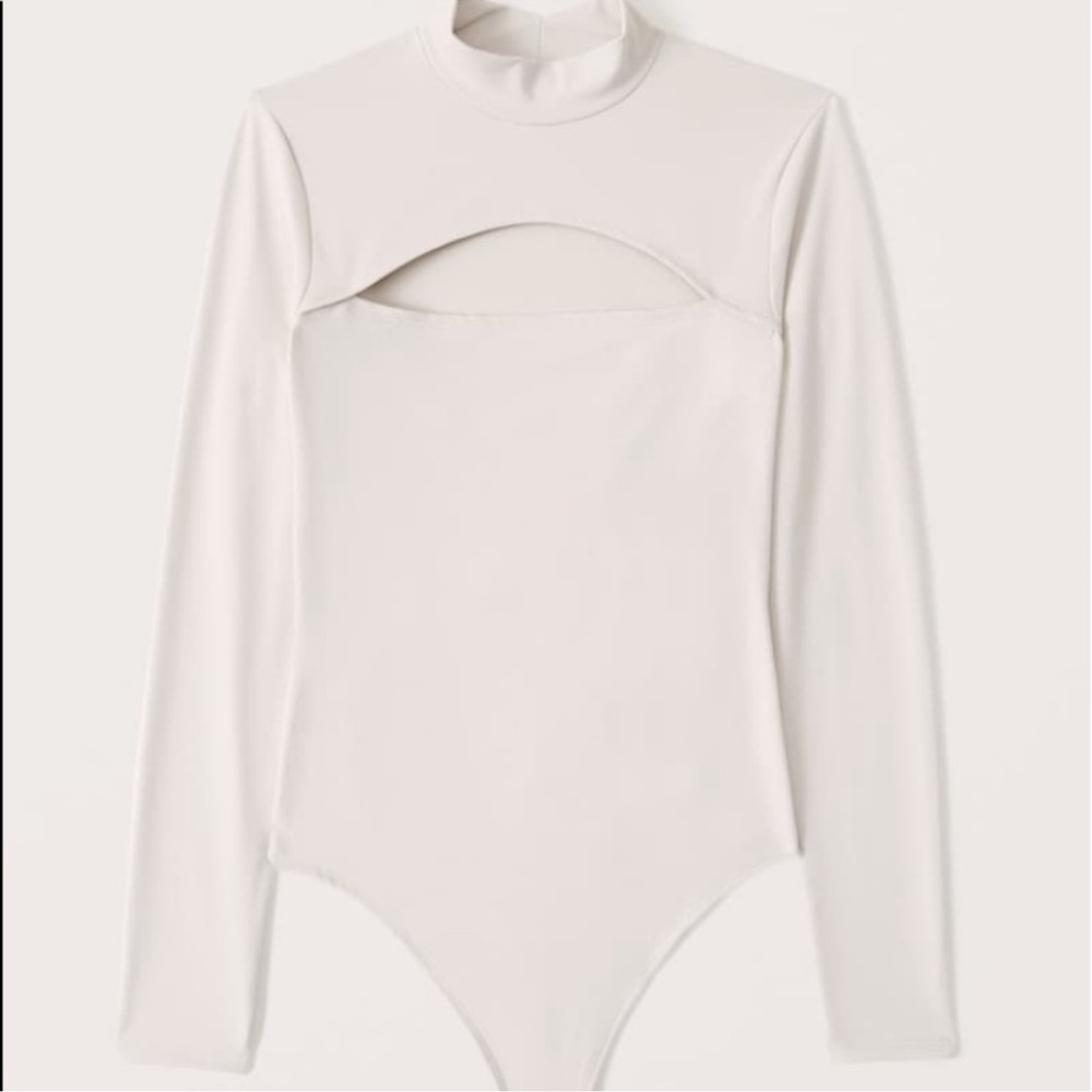 Abercrombie & Fitch Long-Sleeve Seamless Mockneck Cutout Bodysuit, Medium